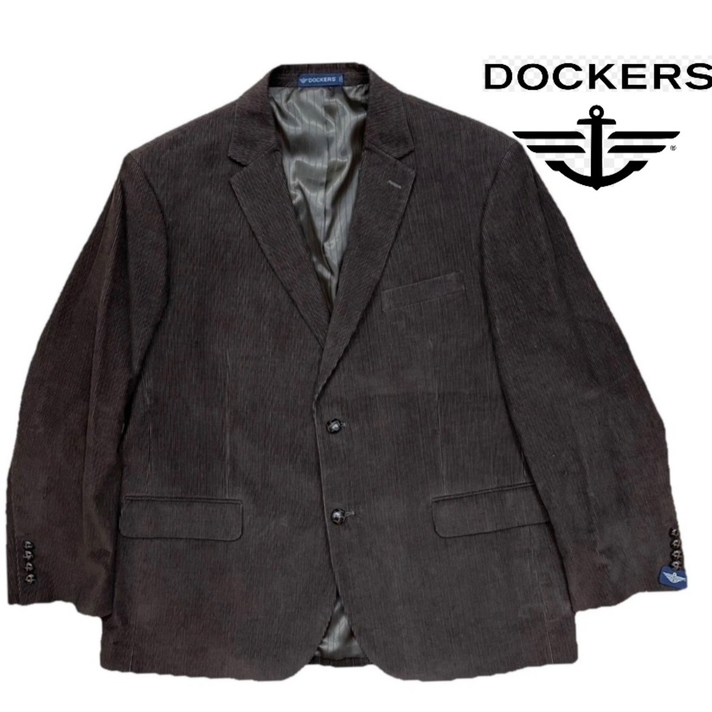 DOCKERS 46R Mens Cotton Corduroy Blazer Sport Coat Casual Jacket Brown. EUC